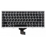 Клавиатура для ноутбука Lenovo Z400 Серебрянная рамка, черные кнопки (RU) русская