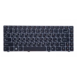 Клавиатура для ноутбука Lenovo Ideapad Z450 Z460 Z460A Z460G серая рамка, черные кнопки (RU)